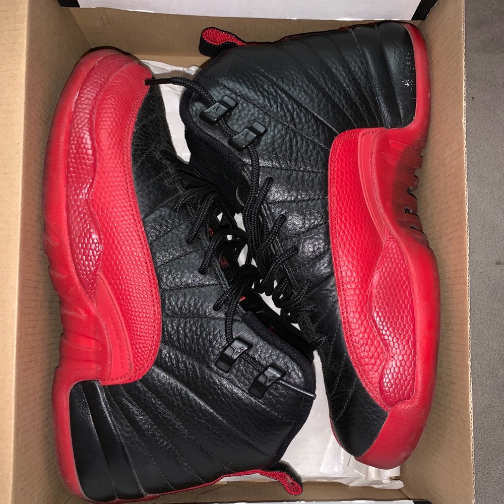 Exclusive Jordan 12 Flu Game Black and Red